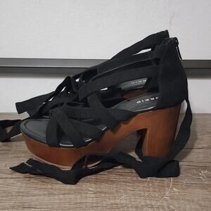 Torrid Ankle Wrap Wooden Heel Women's Shoes Size 8.5 Black